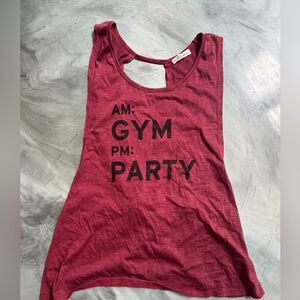 WISH & WHIM Open Crossback Party Gym Tank Top Dark Red Maroon Small
